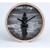 Tulup Holzuhr 25fi cm wanduhr - schwarze Spitzen - Balance Steine