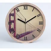 Tulup Holzuhr 30fi cm wanduhr - schwarze Spitzen - Brücke sanrancisco
