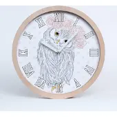 Tulup Holzuhr 25fi cm wanduhr - weiße Spitzen - Eule Kranz