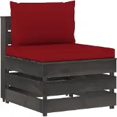 vidaXL Möbel Modulares Mittelsofa mit Kissen Grau Imprägniertes Holz - Gartenstühle 3068129