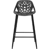 Miliboo - Barhocker Design mit schwarzem Barockmuster 66 cm (2er Set) BAROCCA