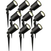 LEDVION 9er Set Gartenstrahler mit Erdspieß IP65 3W 2700K GU10 dimmbar