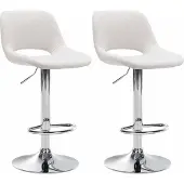 CLP 2er Set Barhocker Camden Stoff drehbar und höhenverstellbar creme Material Gestell Metall in Chromoptik
