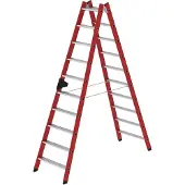 Munk Günzburger Steigtechnik Stufen-Stehleiter beidseitig begehbar GFK / Alu 2x10 Stufen