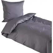 TRAUMSCHLAF Uni Mako-Satin Bettwäsche 2x Nackenrollenbezug 15x40 cm anthrazit
