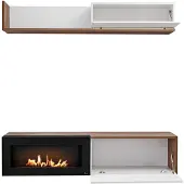 AEA Wohnzimmer TV Ständer mit Kamin Wohnwand Wandregal Holz Möbel Neu