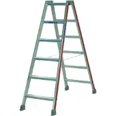 Hymer Stufenstehleiter, beidseitig begehbar, 2x3 Stufen, senkr. Höhe 0,70 m, Reichhöhe 2,19 m, Gewicht 3,6 kg