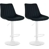 CLP 2er Set Barhocker Toni Kunstleder drehbar und stufenlos höhenverstellbar schwarz Material Gestell Metall matt weiss