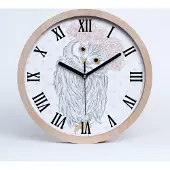 Tulup Holzuhr 25fi cm wanduhr - schwarze Spitzen - Eule Kranz
