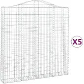 vidaXL Gabionen mit Hochbogen 5 Stk. 200x30x200/220cm Verzinktes Eisen