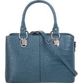 Cluty Umhängetasche "Damen echt Leder, Made in Italy", Damen, Gr. B/H/T: 24cm x 16cm x 7cm onesize, blau, Leder, Taschen Umhängetasche, echt Leder, Made in Italy