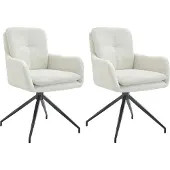 CLP 2er Set Esszimmerstühle Pickett Stoff Creme