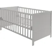 Roba Kombi Kinderbett 70 x 140 - Gitterbett 3-fach höhenverstellbar - 3 Schlupfsprossen - Babybett umbaubar zum Juniorbett - Holz taupe