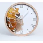 Tulup Holzuhr 25fi cm wanduhr - weiße Spitzen - Honig