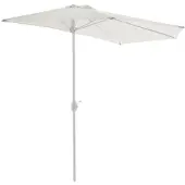 VCM Sonnenschirm | Maße ca. 2,7x1,4 m | Schirm mit Kurbel | Rechteckschirm | Sonnenschutz halbrund | Weiß