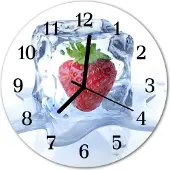 Tulup Glasuhr Wanduhr Küchenuhr Echt-Glas 30fi cm Eis Erdbeere blau