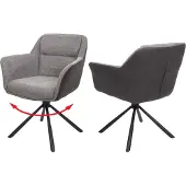 Mendler 2er-Set Esszimmerstuhl MCW-K33, Küchenstuhl Stuhl, drehbar Auto-Position, Stoff MVG Kunstleder, grau-dunkelgrau