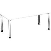 Geramöbel Schreibtisch B1800xT800mm weiß/weißalu, 4-Fuß Flex