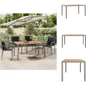 vidaXL Gartentisch mit Holzplatte Grau Poly Rattan & Massivholz Akazie - Gartentische