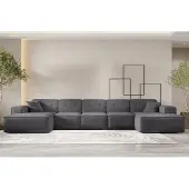 Fun-Möbel Wohnlandschaft Sofa U-Form CESINA XL in Stoff Ascot Bukla Grafit