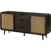 MASSIVMOEBEL24.DE MASSIVMOEBEL24 Sideboard Mango 180x40x80 dunkelgrau lackiert VALENCIA #219