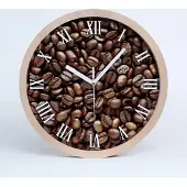 Tulup Holzuhr 25fi cm wanduhr - weiße Spitzen - Kaffeebohnen