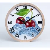 Tulup Holzuhr 25fi cm wanduhr - schwarze Spitzen - Kirsche Eis