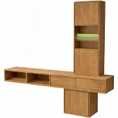 Natur24 Wohnwand Trier Kombination I 177x185 cm Wildeiche massiv Hängeschrank