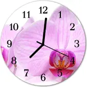 Tulup Glasuhr Wanduhr Küchenuhr Echt-Glas 30fi cm Orchidee violett
