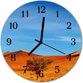Tulup Glasuhr Wanduhr Küchenuhr Echt-Glas 30fi cm Wüste blau