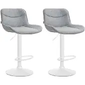 CLP 2er Set Barhocker Vonore Stoff weiß grau