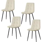 HTI Mesa Stuhl aus Samt in Creme mit Ziernähten, 44,5 cm breit, 53 cm tief, 86,5 cm hoch, Sitzhöhe 49,5 cm