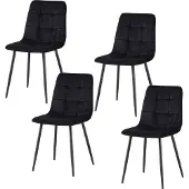 HTI Stuhl Mesa Samt Schwarz Modern mit Ziernähten, belastbar bis 120 kg, 44,5x53x86,5 cm