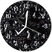 Tulup Glasuhr Wanduhr Küchenuhr Echt-Glas 30fi cm Tropfen schwarz