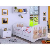 BDW , Kinderbett mit Matratze, Lattenrost, Schublade, LABU, Weiß, 180x90