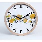 Tulup Holzuhr 30fi cm wanduhr - schwarze Spitzen - Zitrone und Wasser