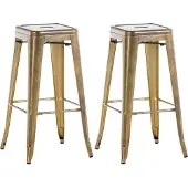 CLP 2er Set Barhocker Joshua V2 mit Fußstütze,gold