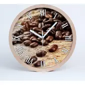 Tulup Holzuhr 20fi cm wanduhr - weiße Spitzen - Kaffeebohnen