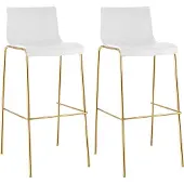 CLP Barhocker 2er Set Hover aus Kunststoff Gold mit Vierfußgestell, 75 cm Sitzhöhe