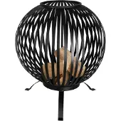 Esschert Design Feuerkorb Ball Gestreift Schwarz Kohlenstoffstahl FF400