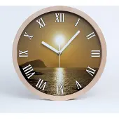 Tulup Holzuhr 25fi cm wanduhr - weiße Spitzen - Meer Sonnenuntergang