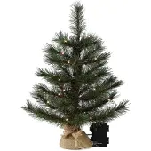 Gartenpirat Künstlicher Weihnachtsbaum LED warmweiß kiefernähnlich mit Frosteffekt batteriebetrieben beleuchtet : 45 cm