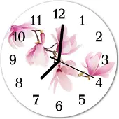 Tulup Glasuhr Wanduhr Küchenuhr Echt-Glas 30fi cm Magnolie rosa