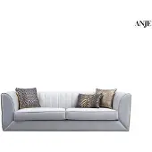 AEA Weißer Edelstahl Dreisitzer Textilmöbel Wohnzimmer Couch Polstermöbel