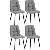 CLP 4er Set Esszimmerstuhl Tilde gepolstert mit Rückenlehne bis 150 kg belastbar grau Material Stoff