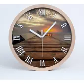 Tulup Holzuhr 25fi cm wanduhr - weiße Spitzen - Holzsteg