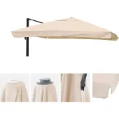 Mendler Ersatz-Bezug für Luxus-Ampelschirm MCW-A96 mit Flap, Schirmbezug Ersatzbezug, 3,5x3,5m (Ø4,95m) Polyester creme