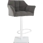 CLP Barhocker Damaso, höhenverstellbar, stilvoll und bequem | Farbe taupe Gestell Farbe weiß