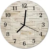 Tulup Glasuhr Wanduhr Küchenuhr Echt-Glas 30fi cm Steinwand braun