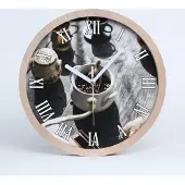 Tulup Holzuhr 20fi cm wanduhr - weiße Spitzen - Kaffeemühle